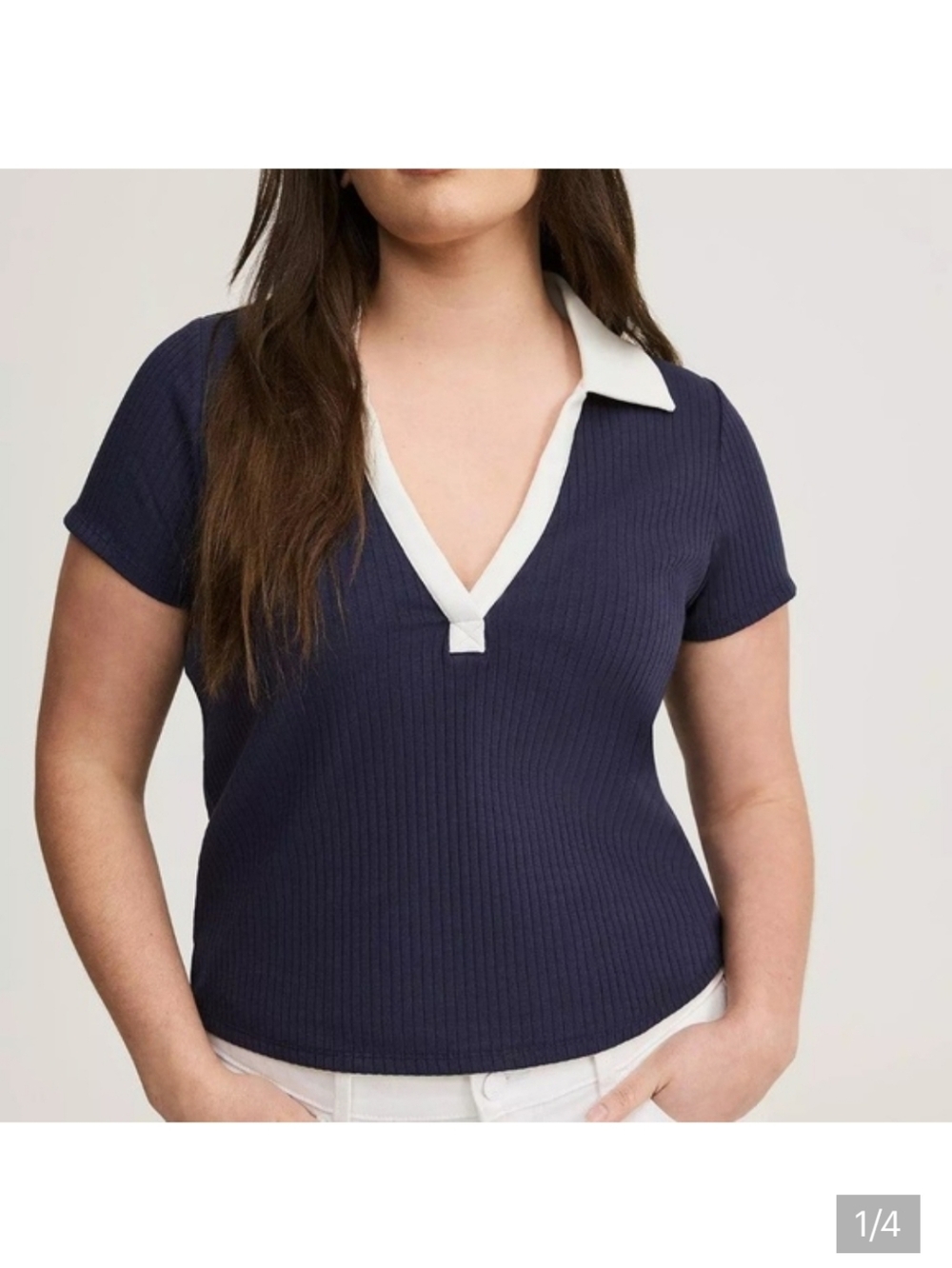 💙 NWT Torrid Plus Size Polo Crop Top – Preppy Tennis Vibes 2 (2X / 18–20) 🎾